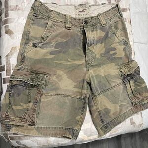 Hollister Green Camouflage Cargo Shorts